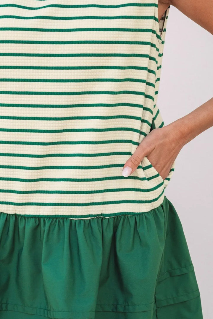 Stripe Woven Sleeveless Mini Dress