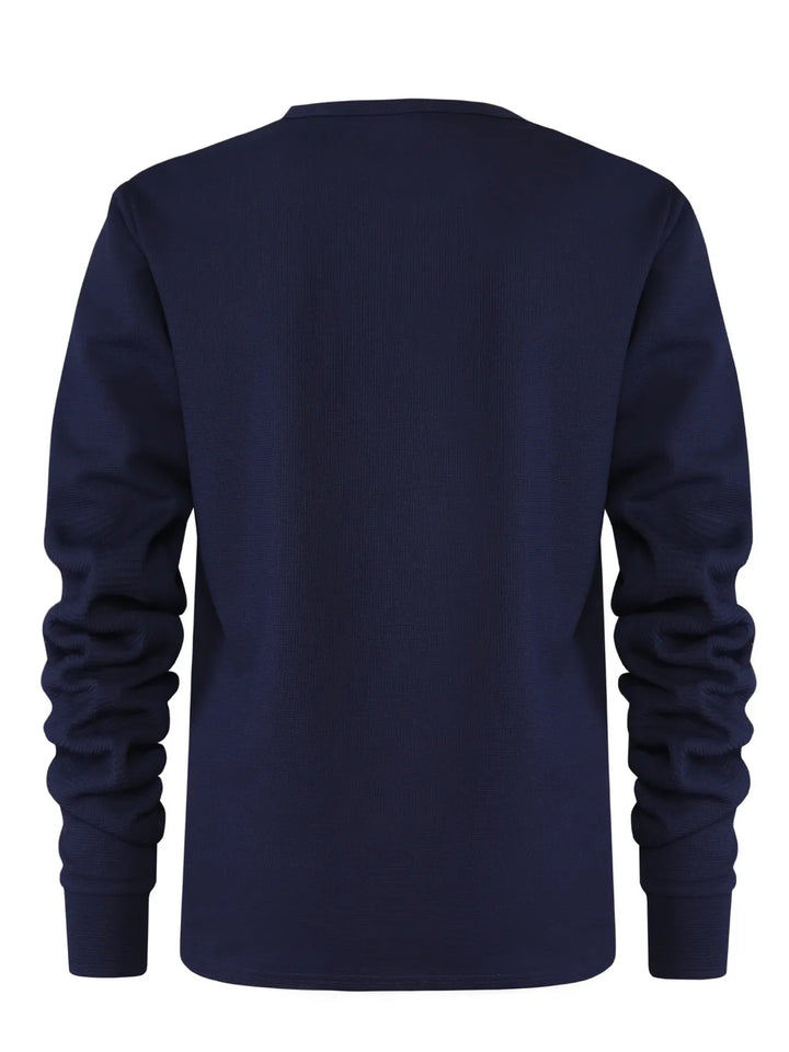 Men's Plus Size Waffle Knit Long Sleeve T-Shirt