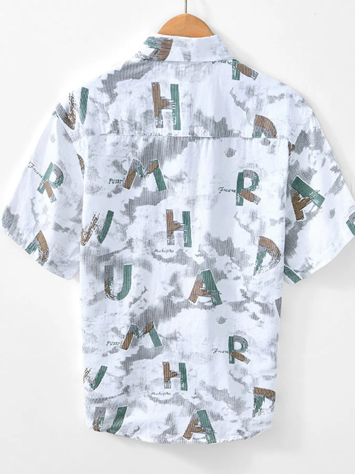 Men's Printed Button Up Short Sleeve Shirt