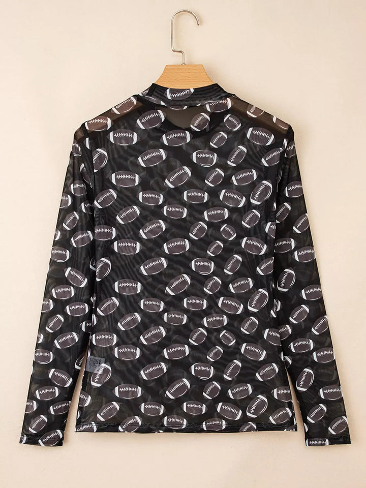 Game Day Mesh Sheer Long Sleeve Top