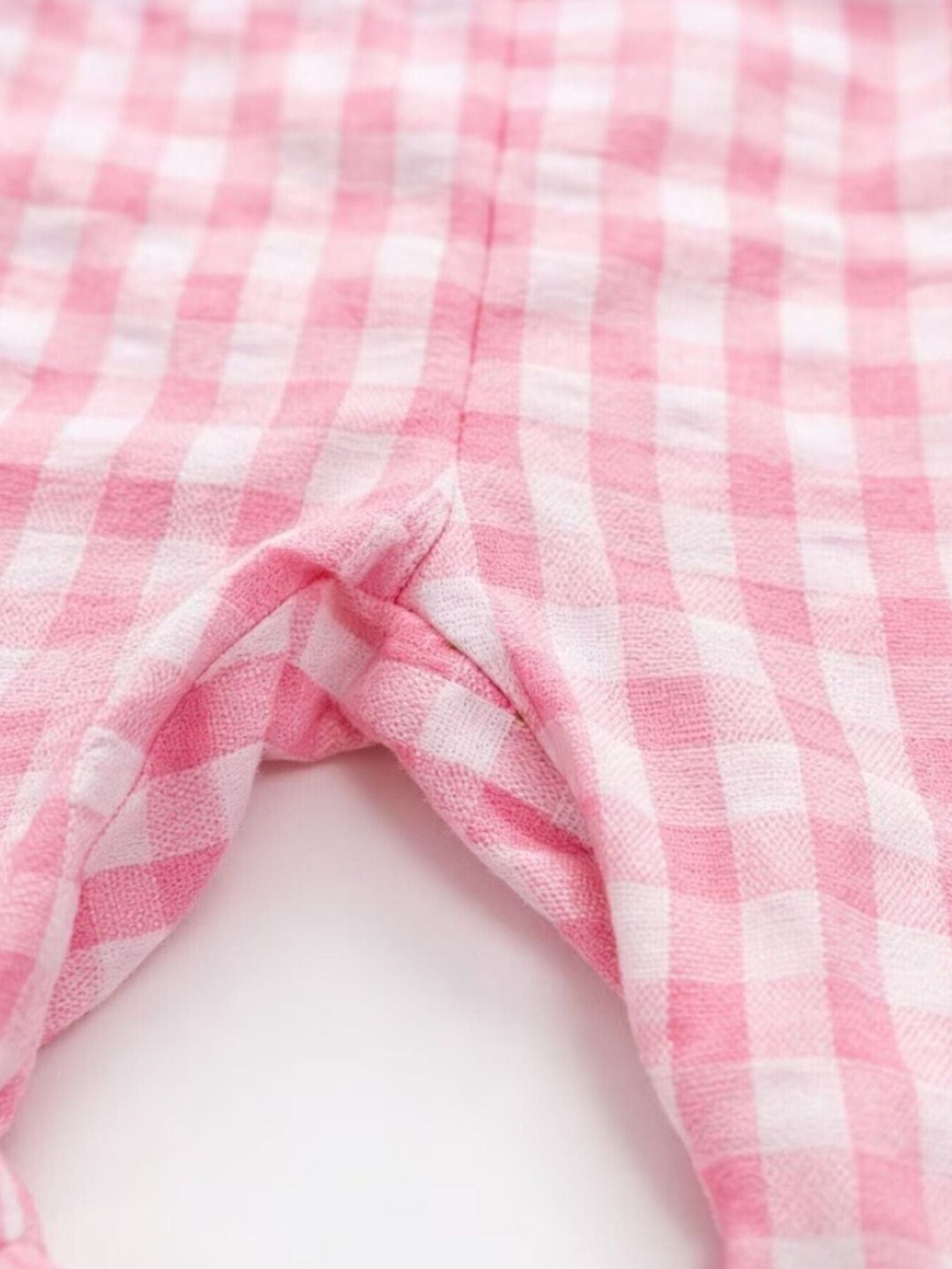 Children's Gingham Soccer Ball Embroidered Ruffle Hem Jumpsuit
