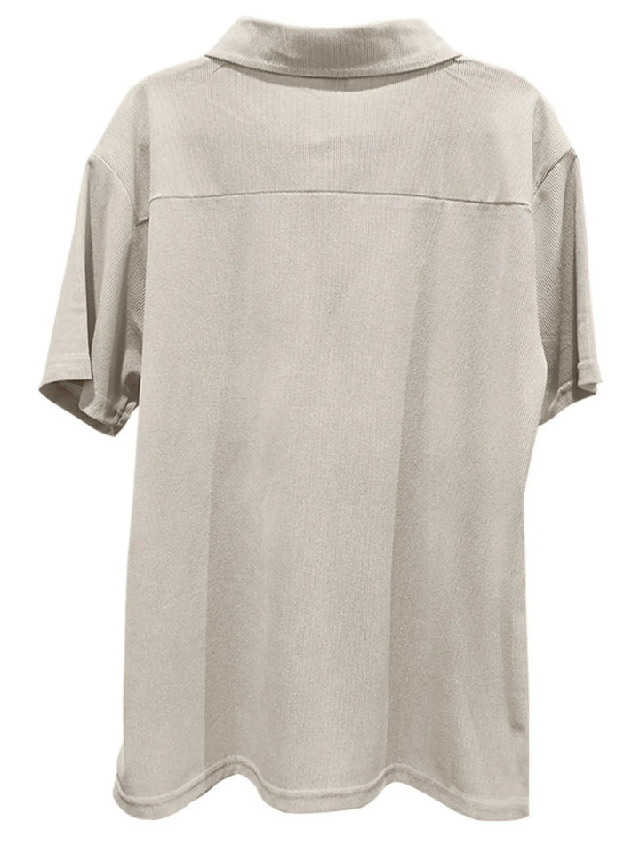 Men's Full Size Quarter Zip Short Sleeve Polo and Pants Set Plus Size