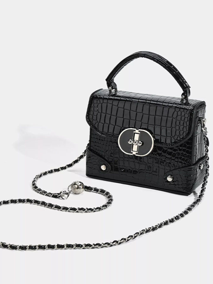 Crocodile Pattern Flap Crossbody Bag