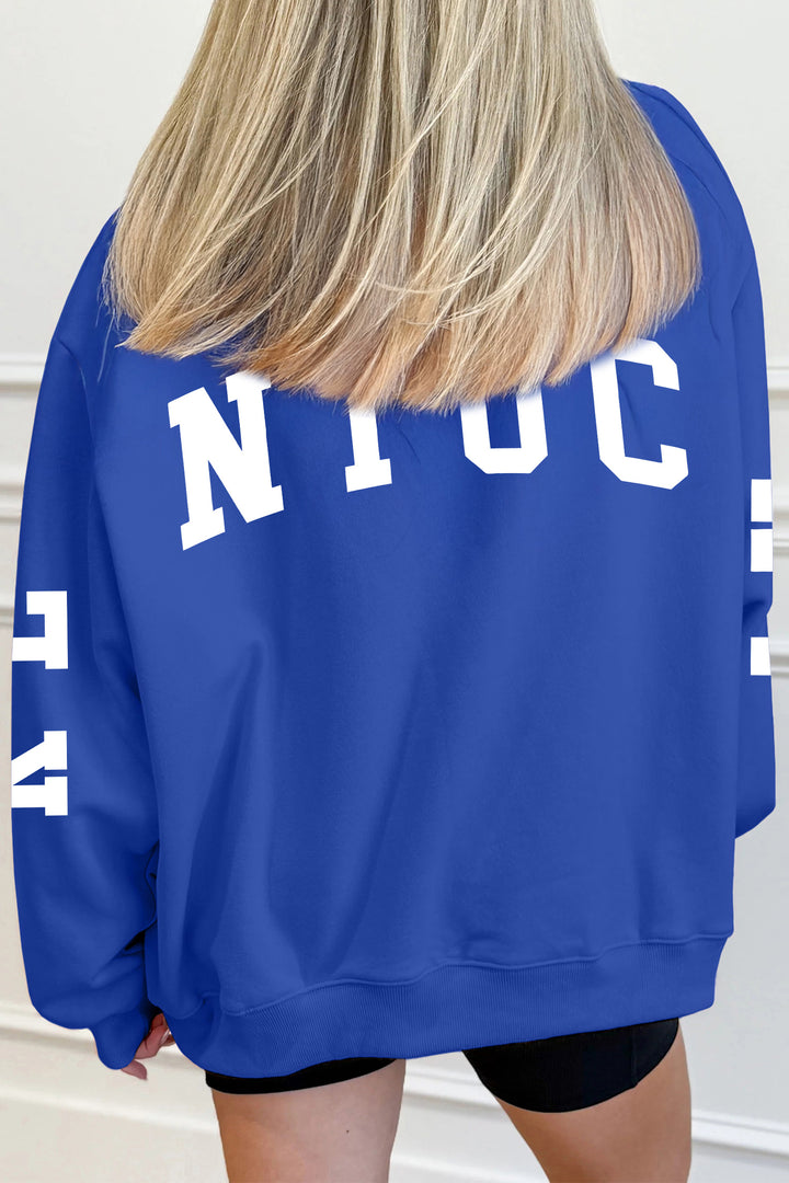 Dark Blue KY KENTUCKY Printed Mock Neck Sweatshirt