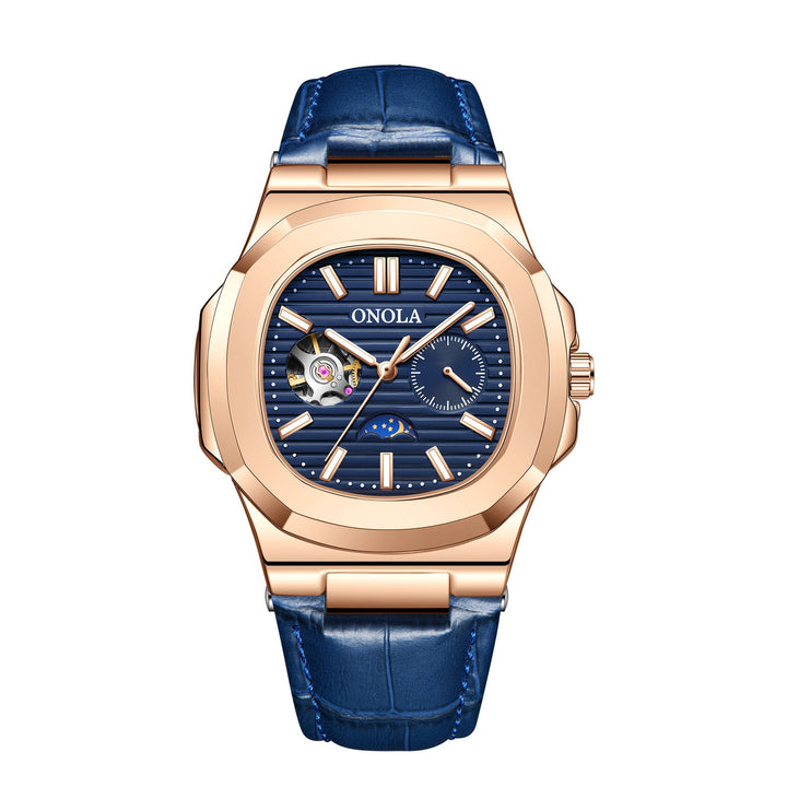 High-Quality Mechanical Watch Sun Moon And Stars Design Waterproof Leather Strap