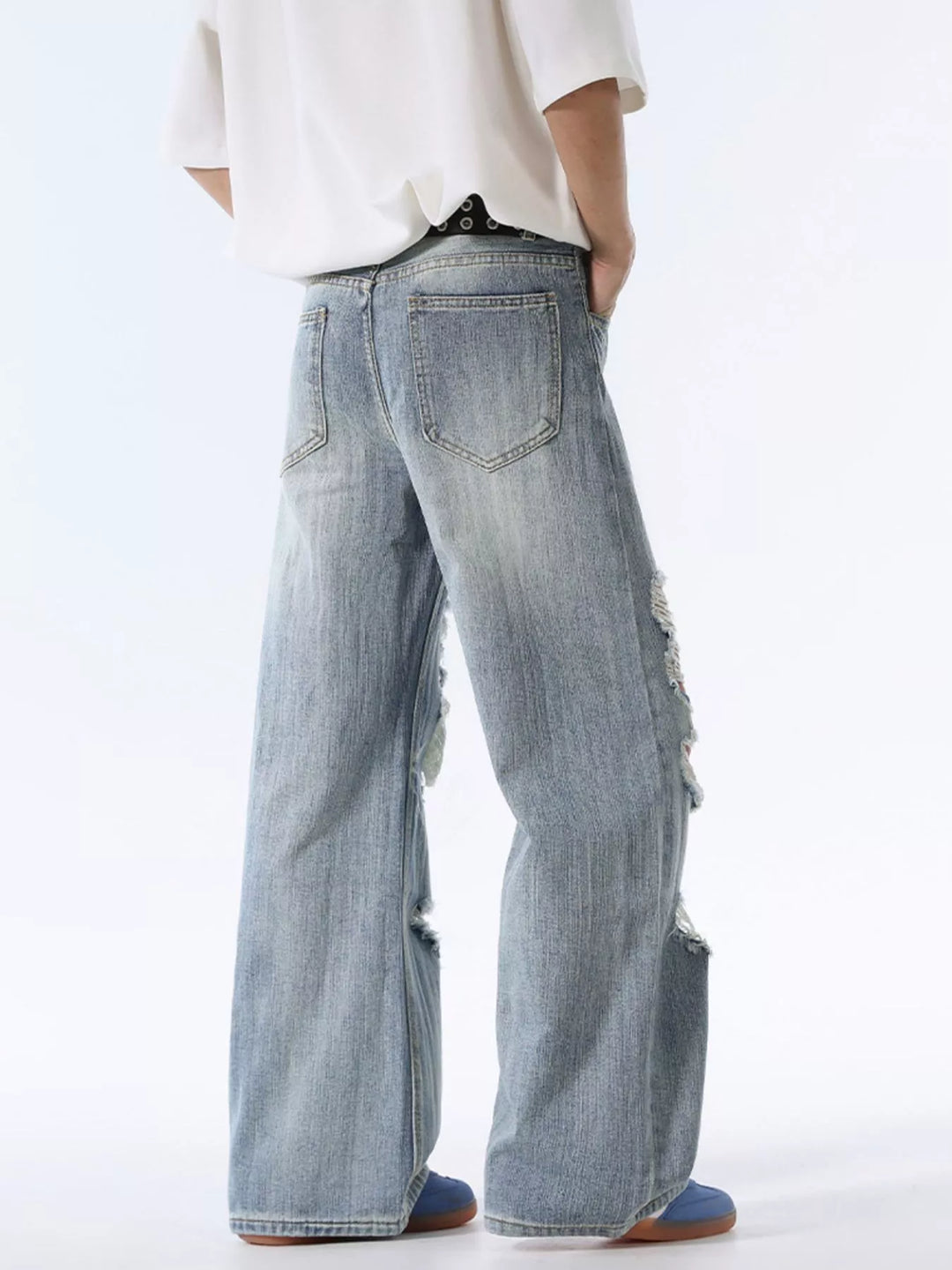 Men's Distressed Wide Leg Jeans