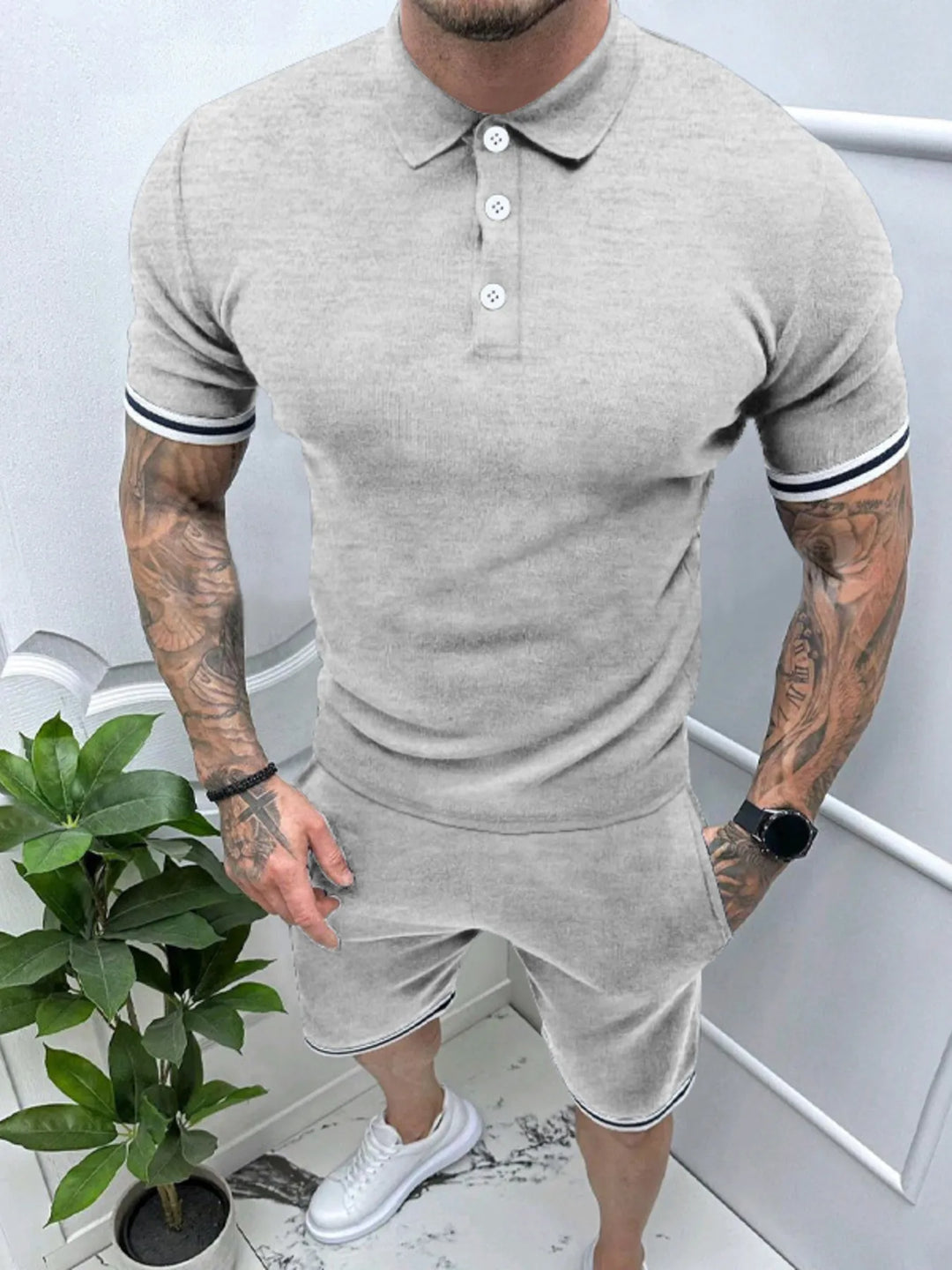 Men's Short Sleeve Polo and Shorts Set