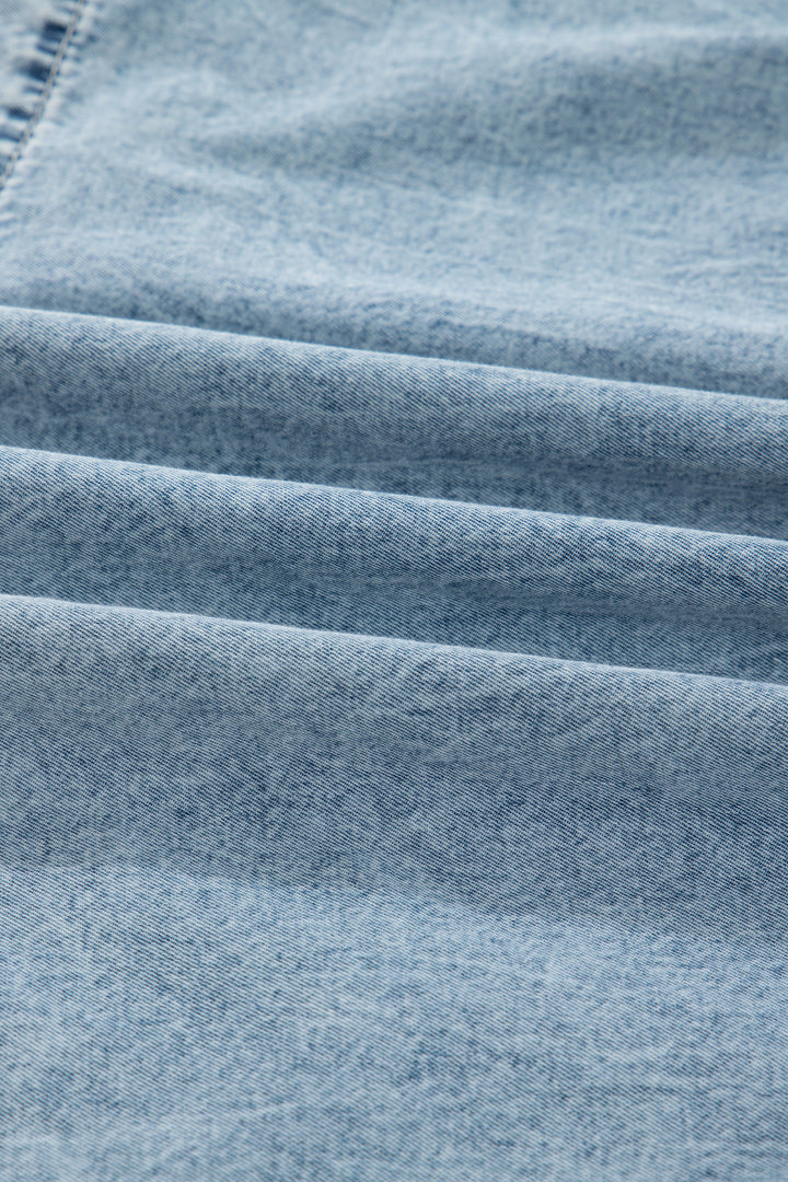 Dusk Blue Light Wash Tiered Flowy Overall Denim Dress