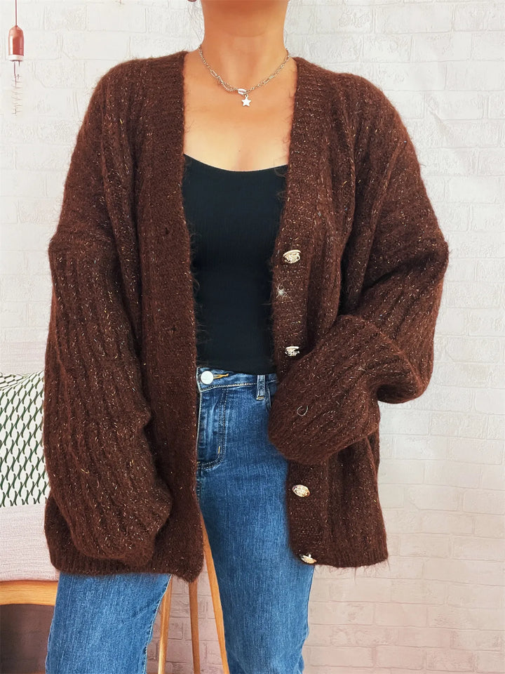 Cable Knit Button-Up Cardigan