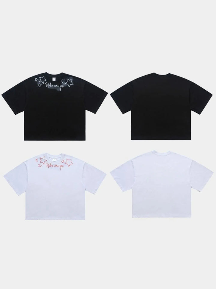 Men's Who Are You Star Graphic Round Neck T-Shirt