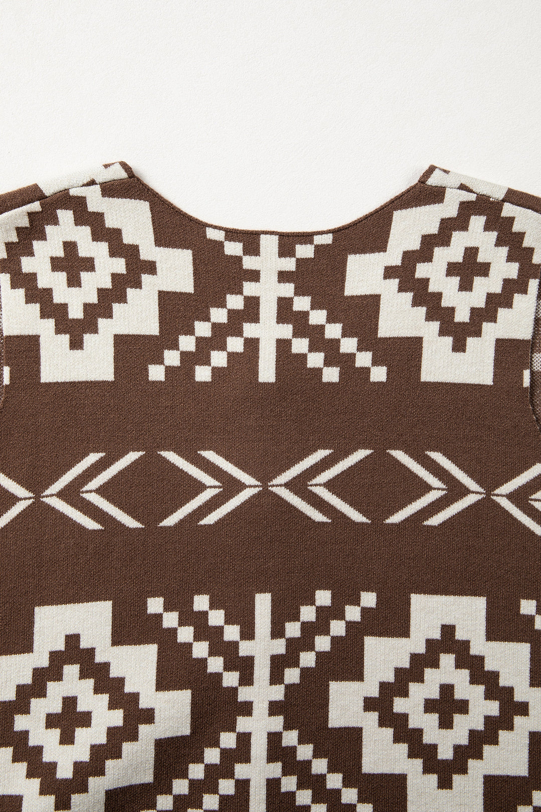 Brown Southwestern Aztec Button Square Neck Sweater Vest
