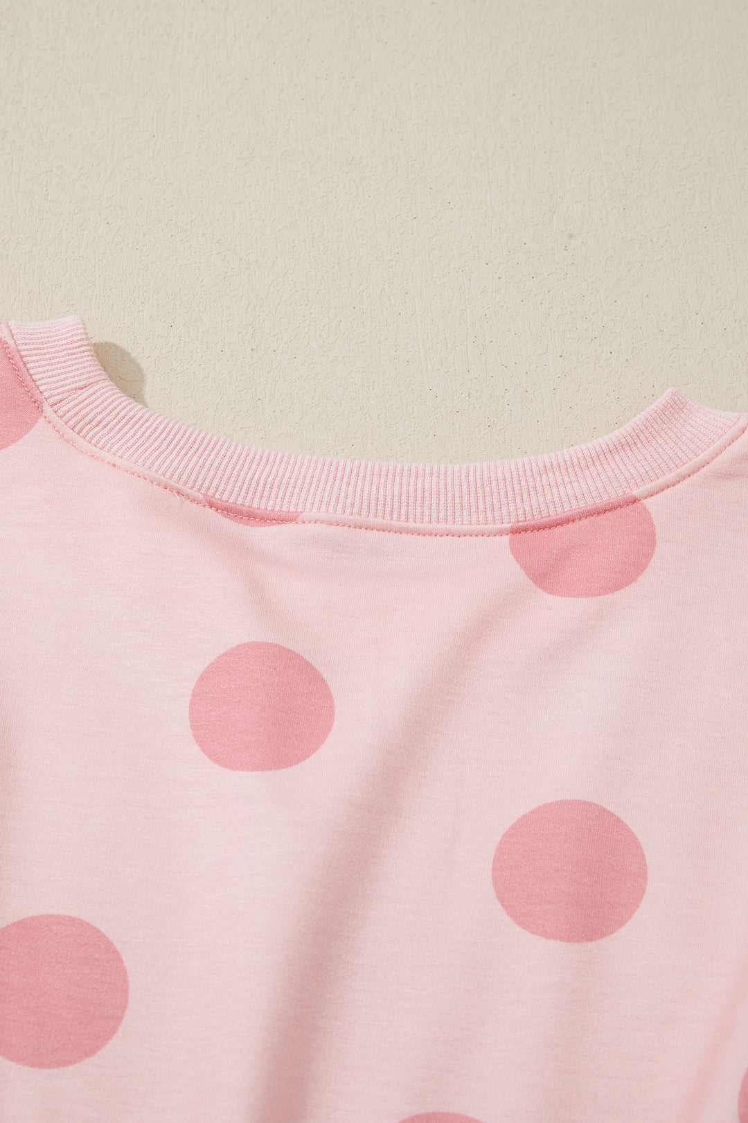 Pink Polka Dot Printed Long Sleeve Flared Mini Dress