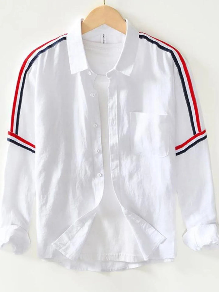 Men's Plus Size Button Up Striped Long Sleeve Shirt