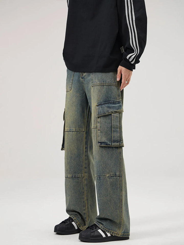 Men's Full Size Wide Leg Cargo Jeans Plus Size