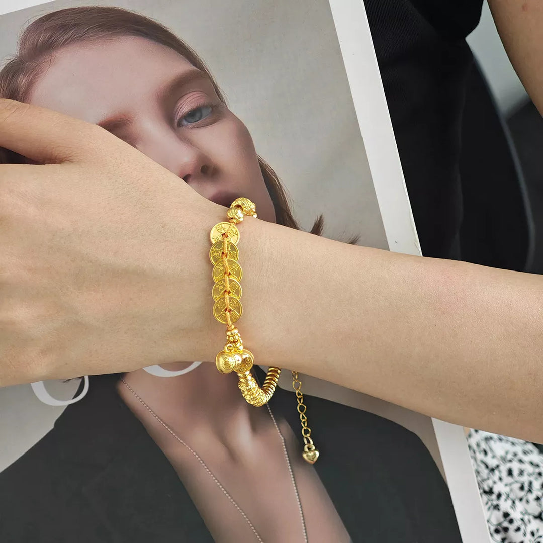 18K Gold-Plated Zinc Alloy Coin Bracelet