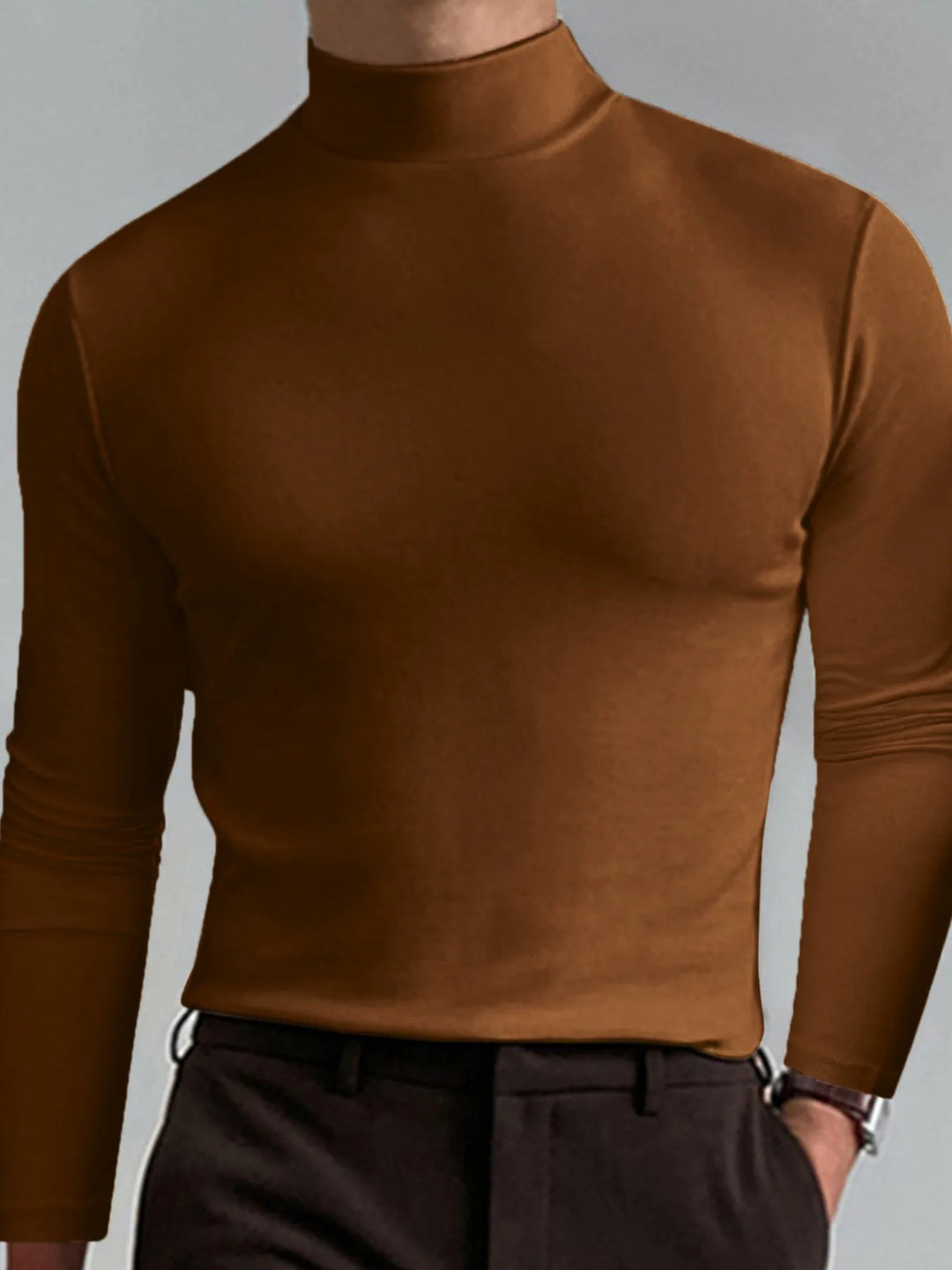 Men's Full Size Turtleneck Long Sleeve T-Shirt Plus Size
