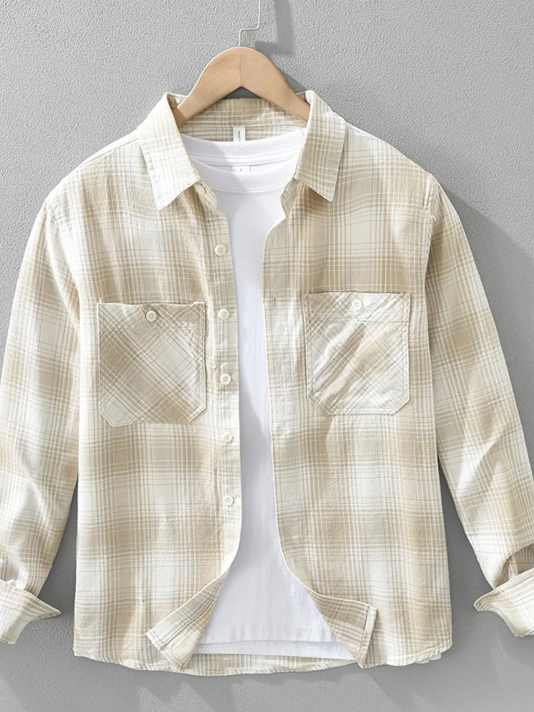 Men's Plus Size Plaid Flannel Shirt with Chest Pockets