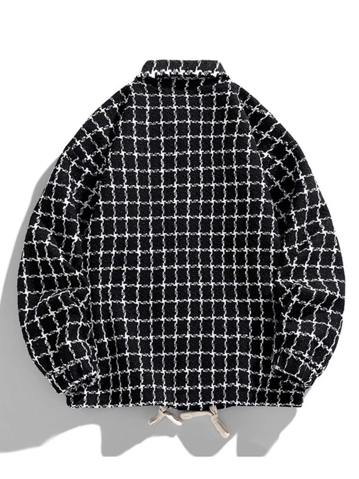 Men's Full Size Plaid Button Up Casual Jacket Plus Size