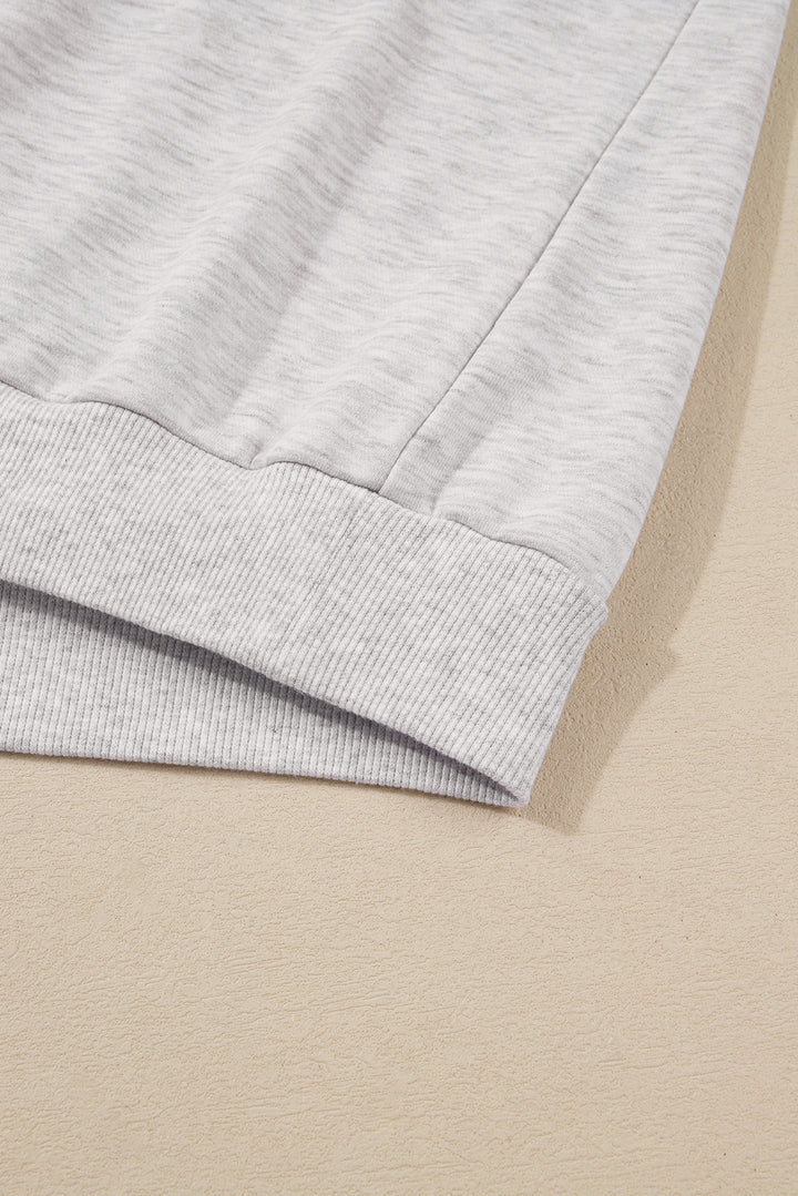 Light Grey Polo Collar V Neck Pullover and Drawstring Sweatpants Set