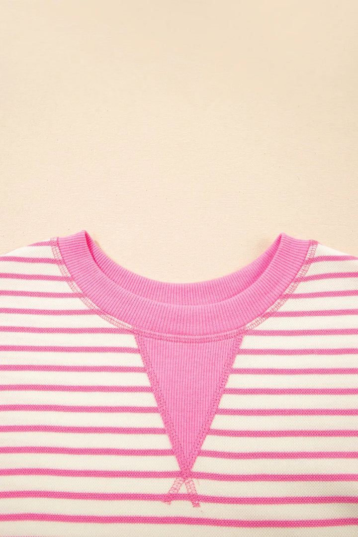 Striped Flounce Sleeve Casual Blouse