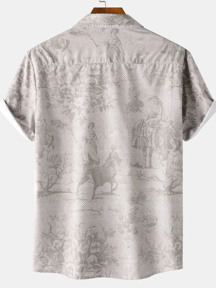 Men's Vintage Print Short Sleeve Casual Shirt