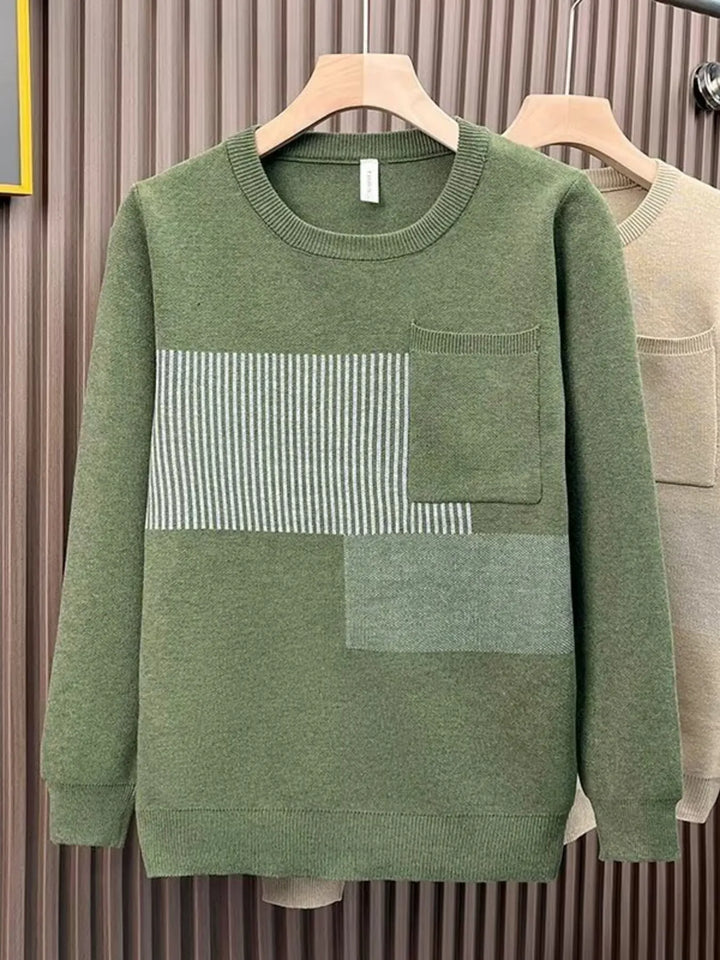 Men's Striped Round Neck Long Sleeve Sweater
