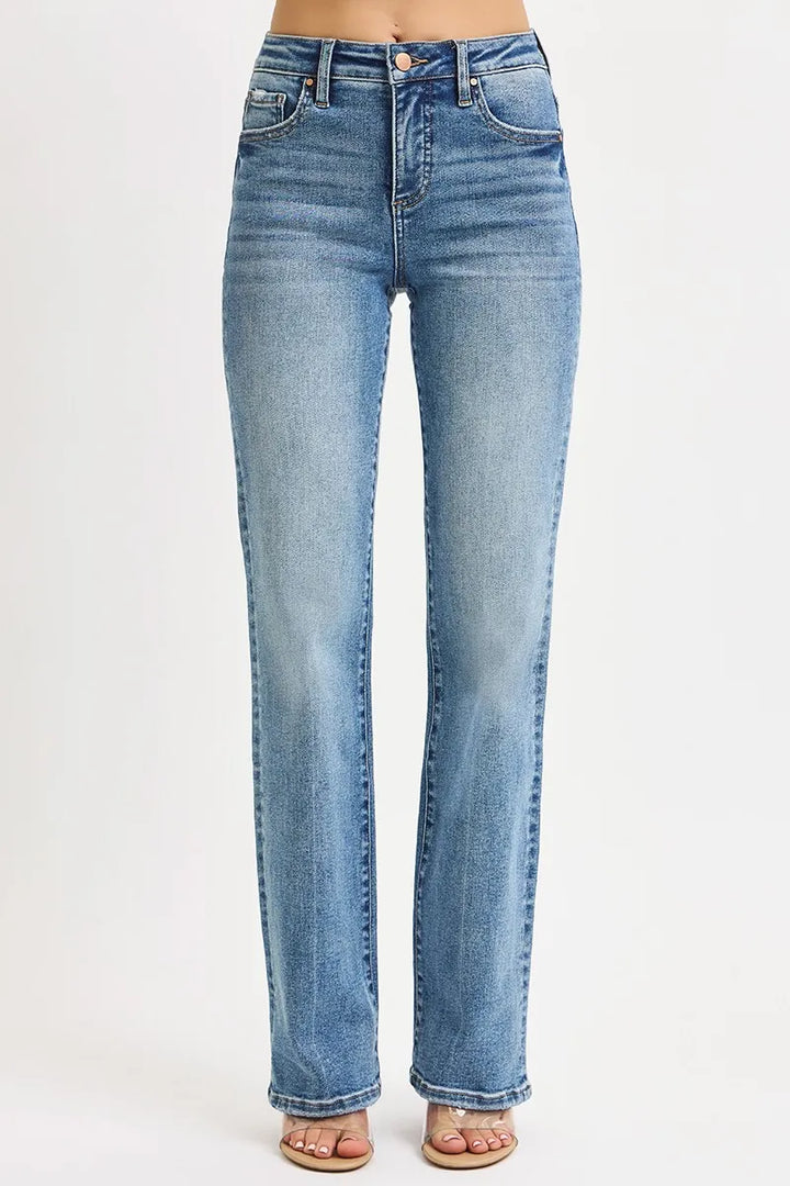 RISEN Full Size Tummy Control High Rise Straight Jeans Plus Size