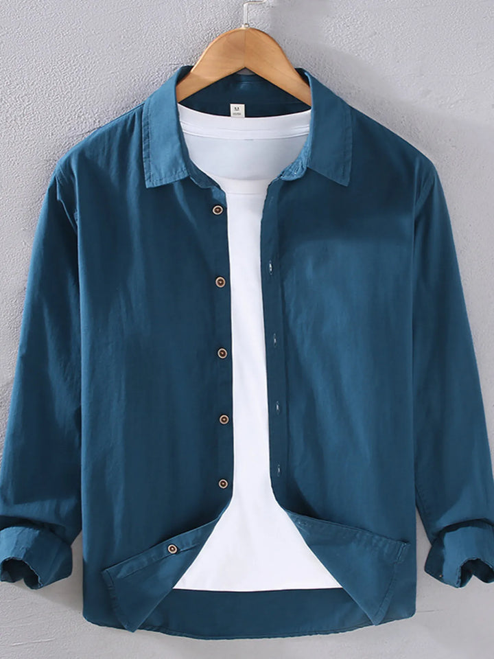 Men's Plus Size Long Sleeve Button-Up Shirt