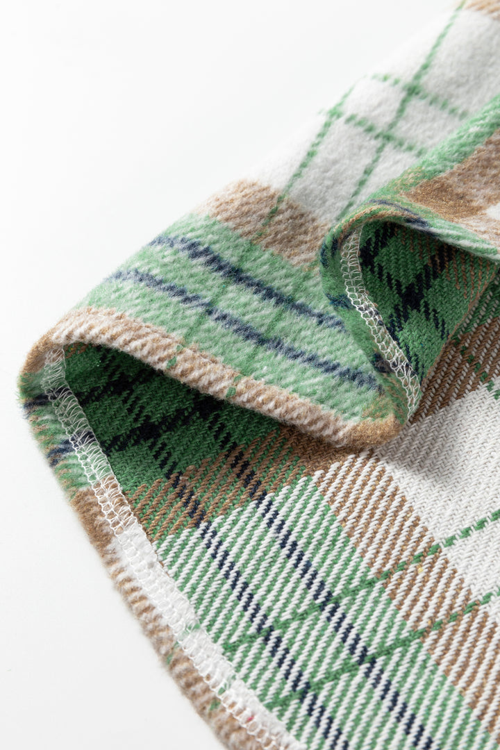 Khaki Christmas Plaid Casual Flannel Shacket