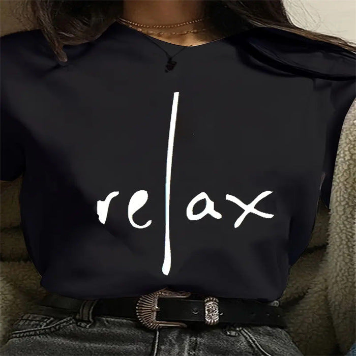Women's Printed Crew-Neck Plus-Size Short-Sleeve Top