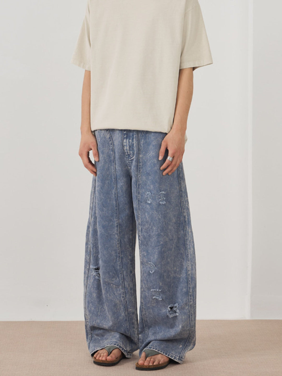 Men's Distressed Wide Leg Jeans