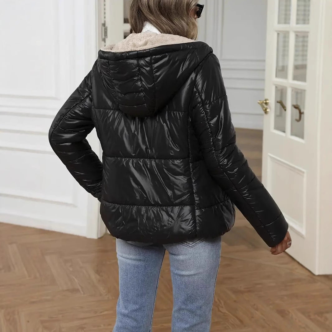 Women's Lamb Wool Long Cotton-padded Clothes Short Coat