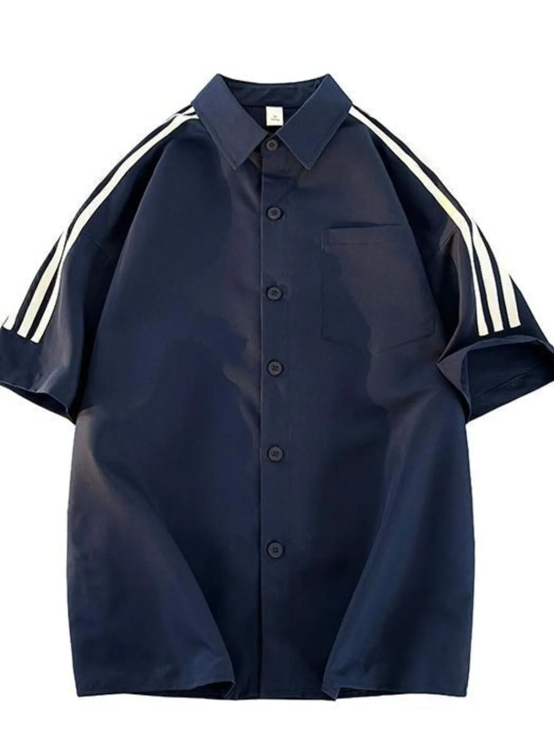 Men's Plus Size Striped Button Up Short Sleeve Shirt