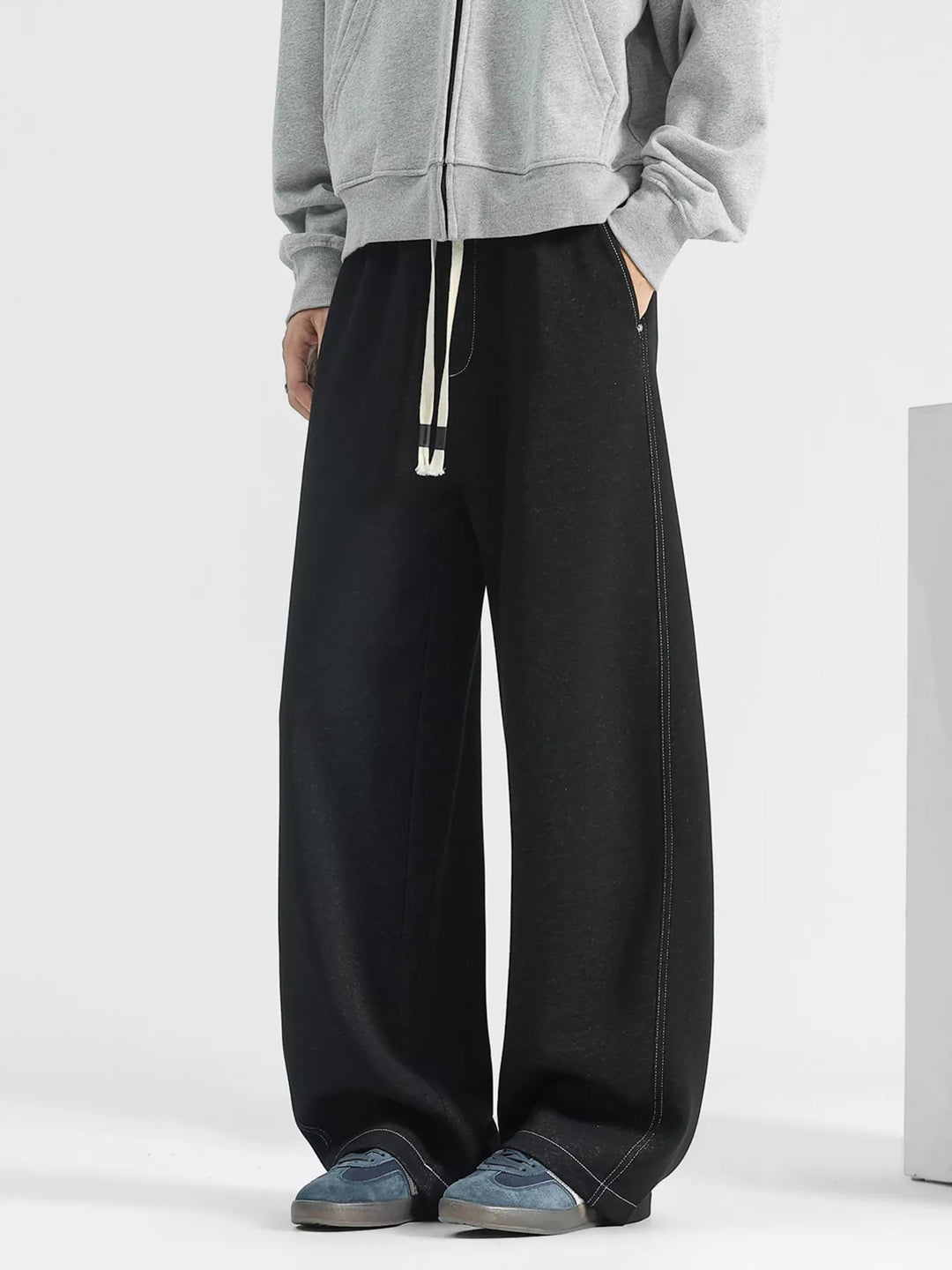 Men's Plus Size Loose Fit Drawstring Wide Leg Jeans
