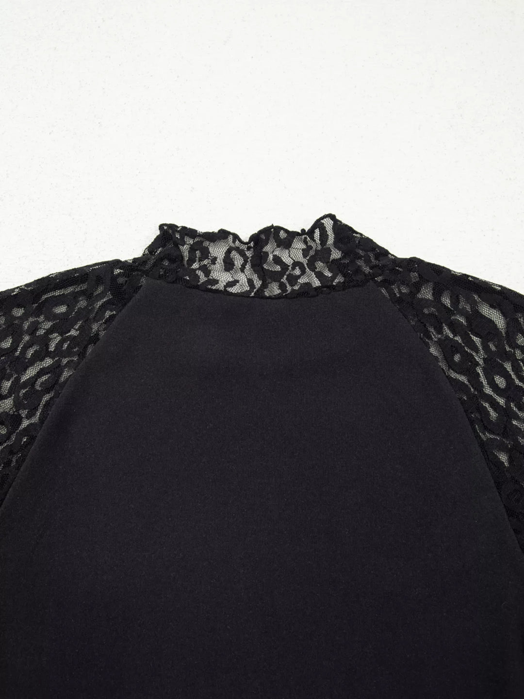 Leopard Mesh Patchwork Knit Long Sleeve Top