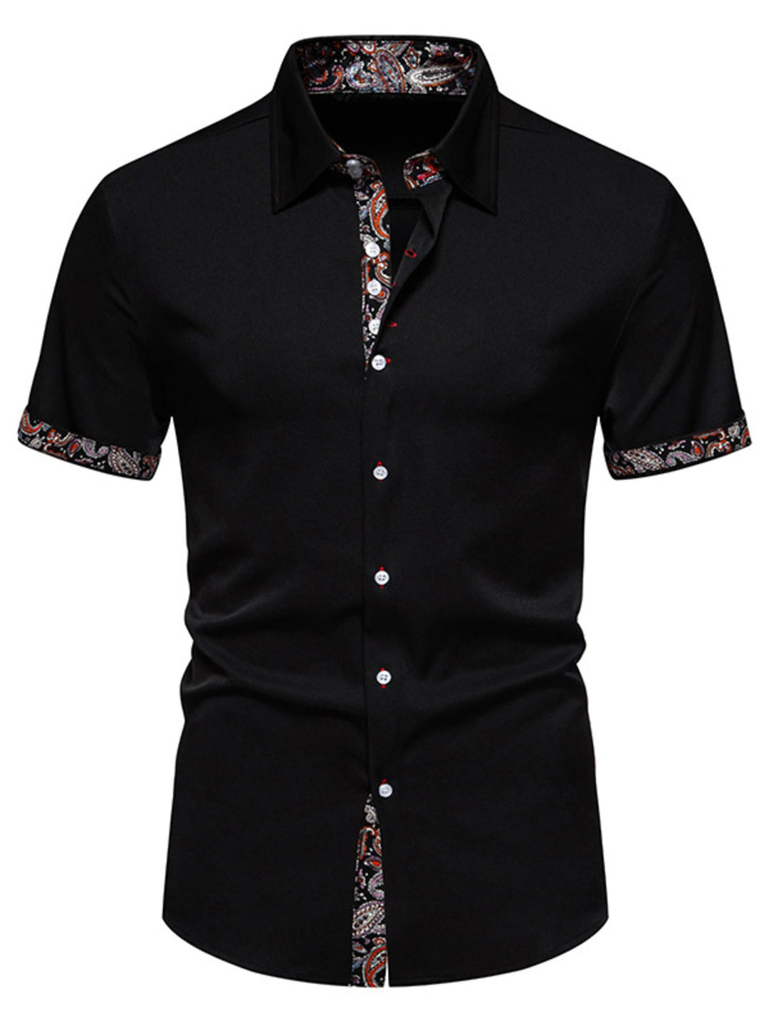Men's Paisley Trim Short Sleeve Shirt