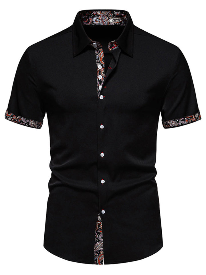 Men's Paisley Trim Short Sleeve Shirt
