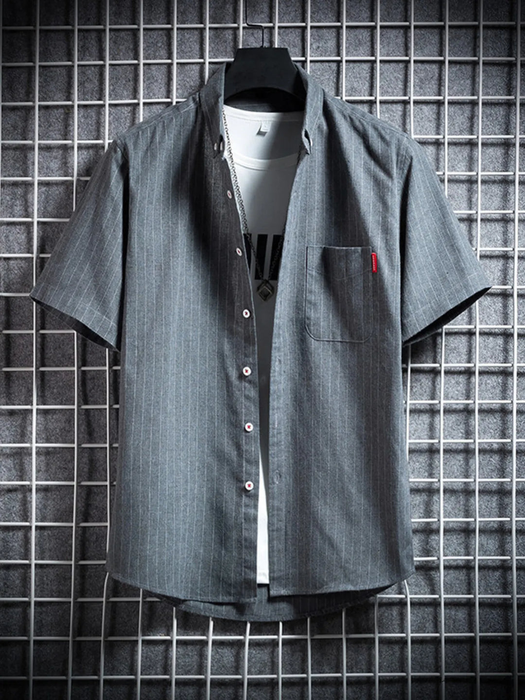 Men's Plus Size Casual Striped Short Sleeve Shirt