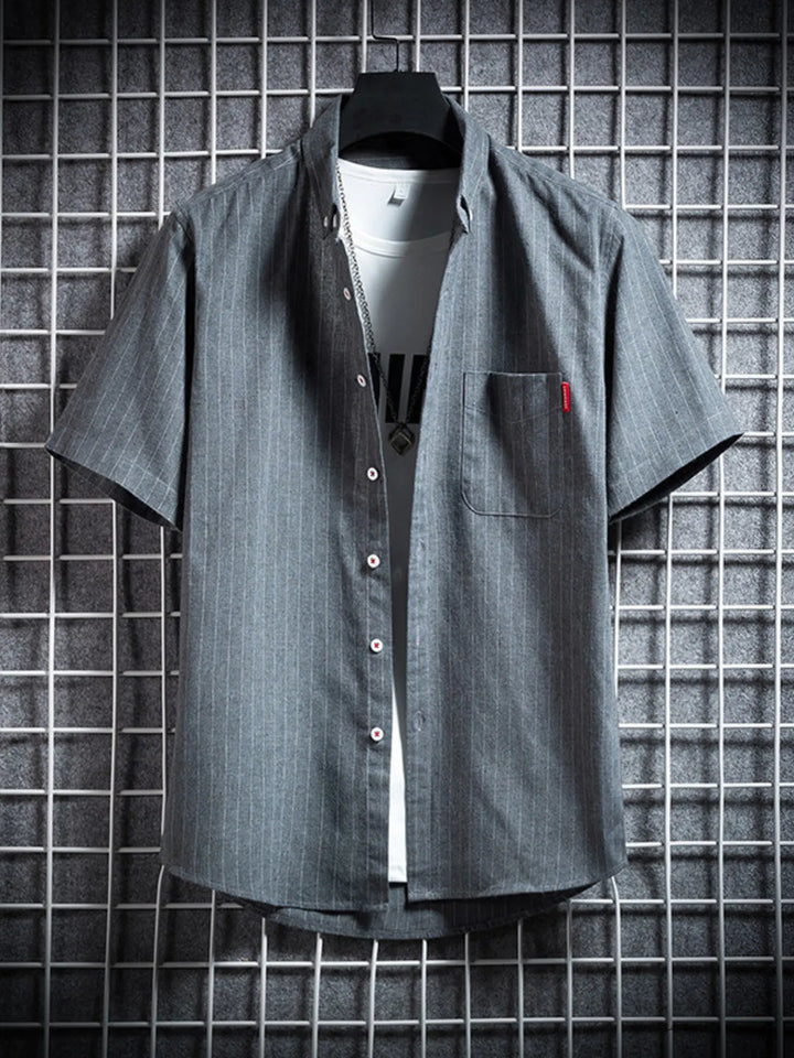 Men's Plus Size Casual Striped Short Sleeve Shirt