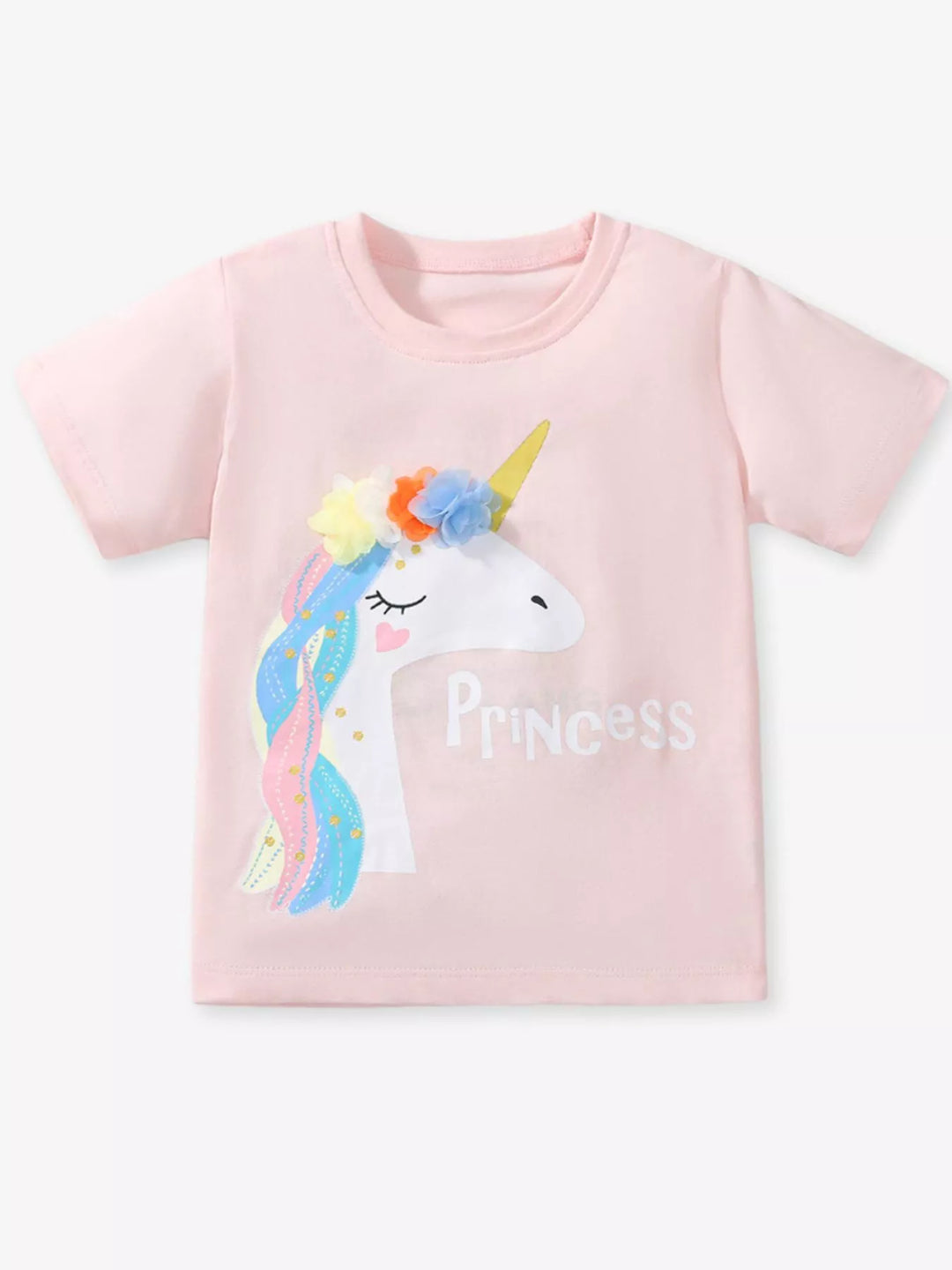 Children's Unicorn Graphic Round Neck T-Shirt