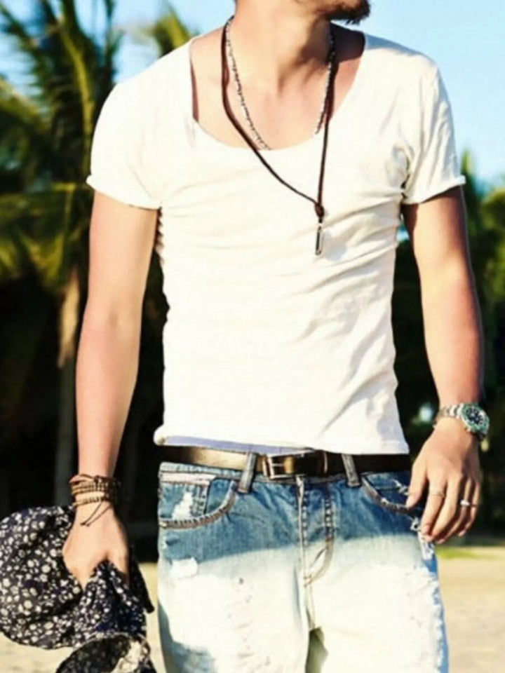 Men's Casual Solid Color Short Sleeve T-Shirt