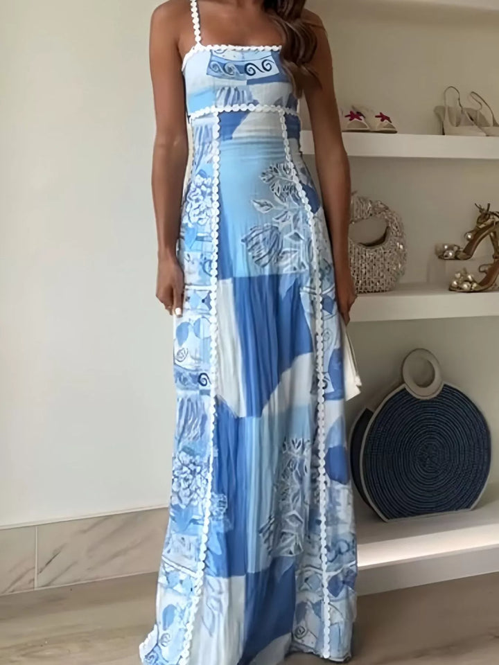 Bow Cutout Back Square Neck Maxi Dress