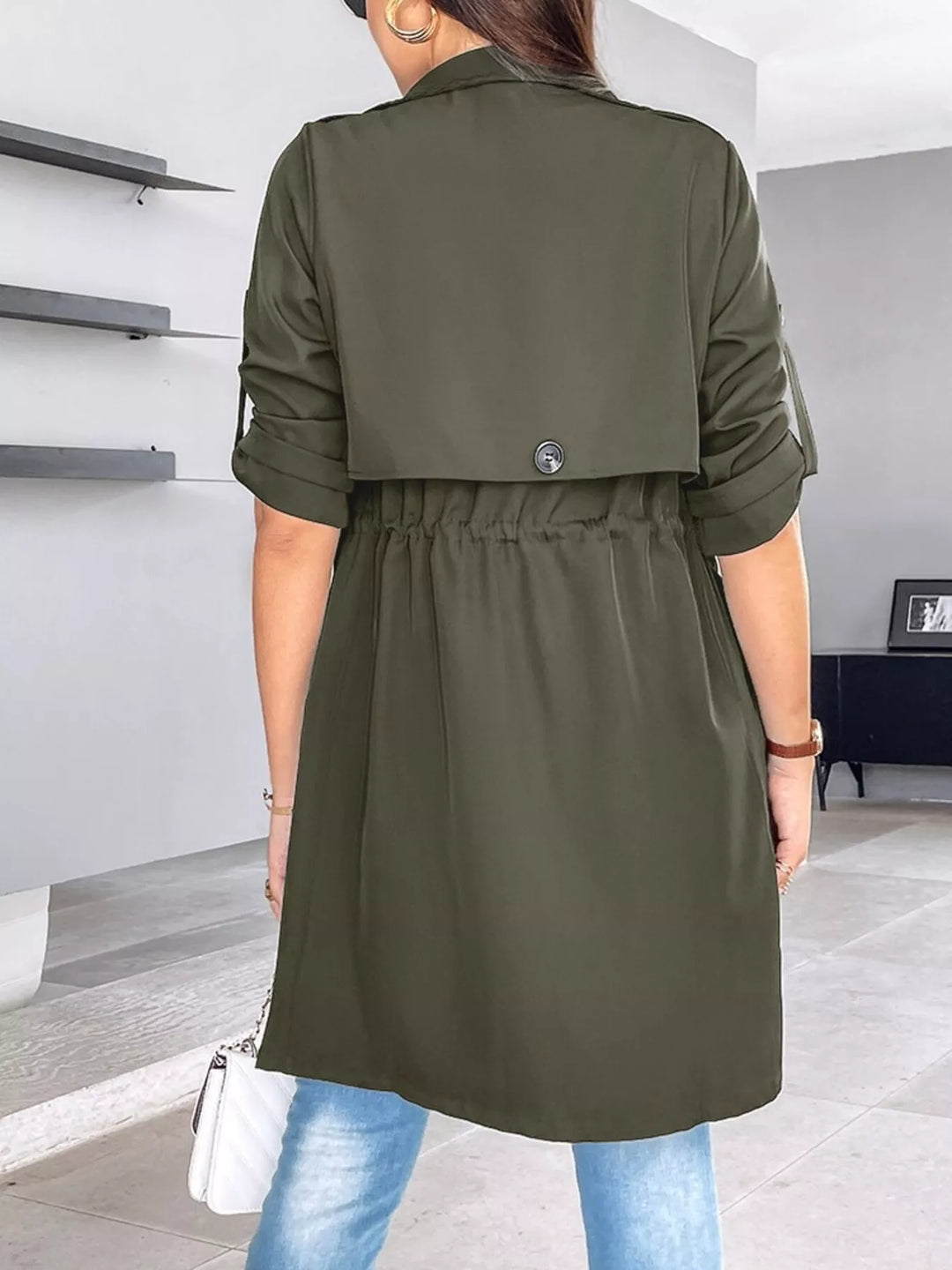 Drape Collar Lightweight Trench Coat