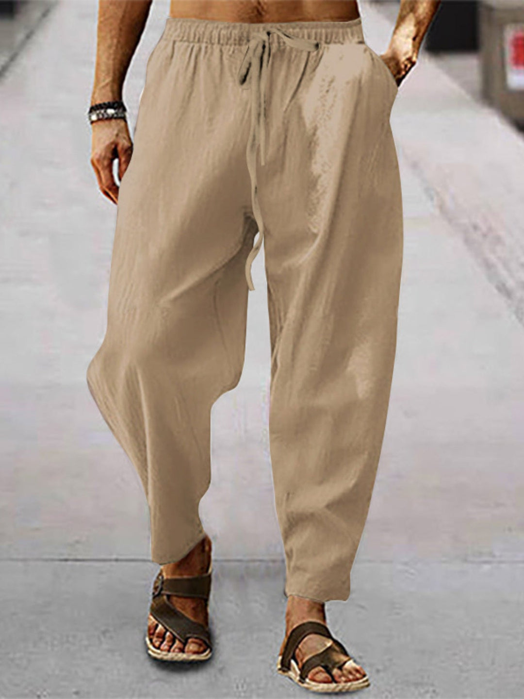 Men's Full Size Drawstring Wide Leg Pants Plus Size