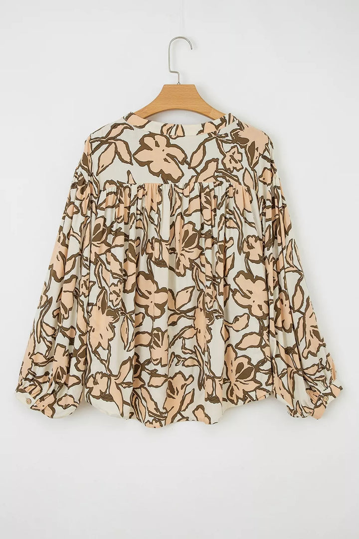 Floral Print Button-Down Long Sleeve Shirt