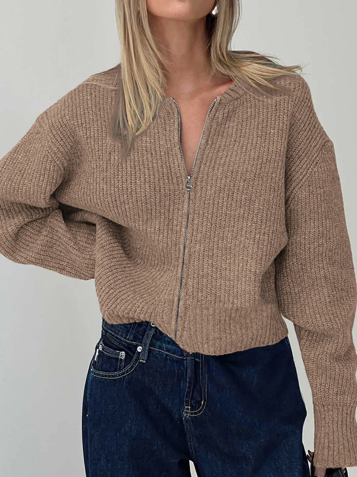 Zip Up Long Sleeve Cardigan