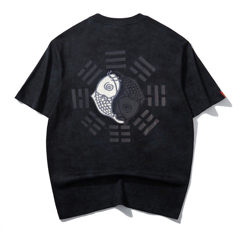 Koi Top Chinese Trendy Embroidered Short Sleeve