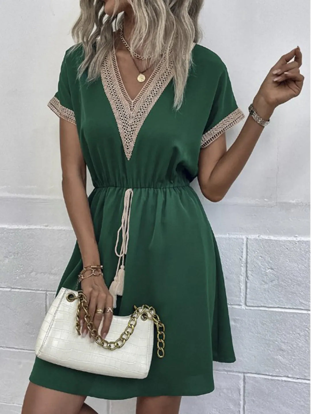 Full Size V-Neck Short Sleeve Dress Plus Size
