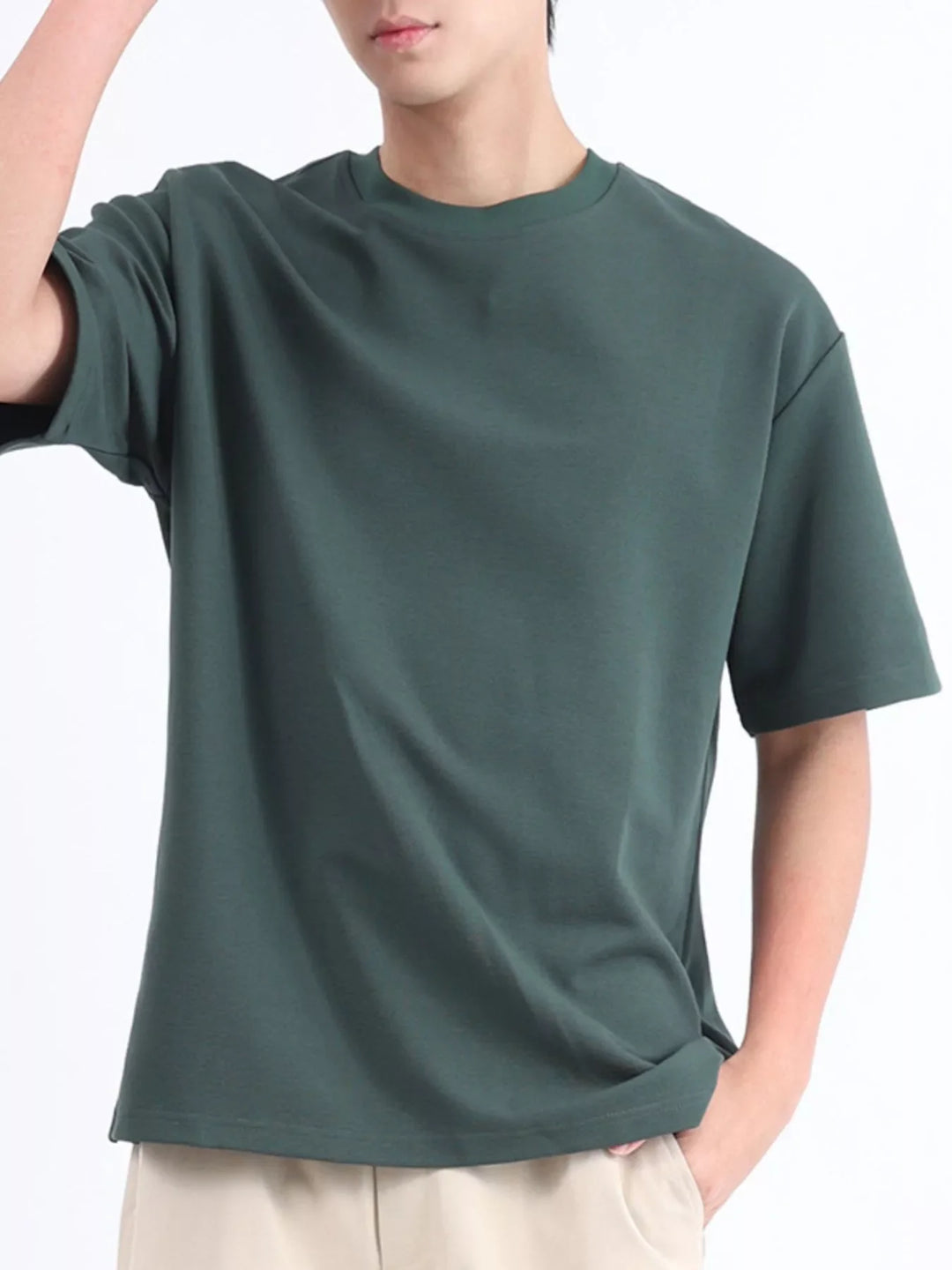 Men's Plus Size Solid Color Round Neck T-Shirt