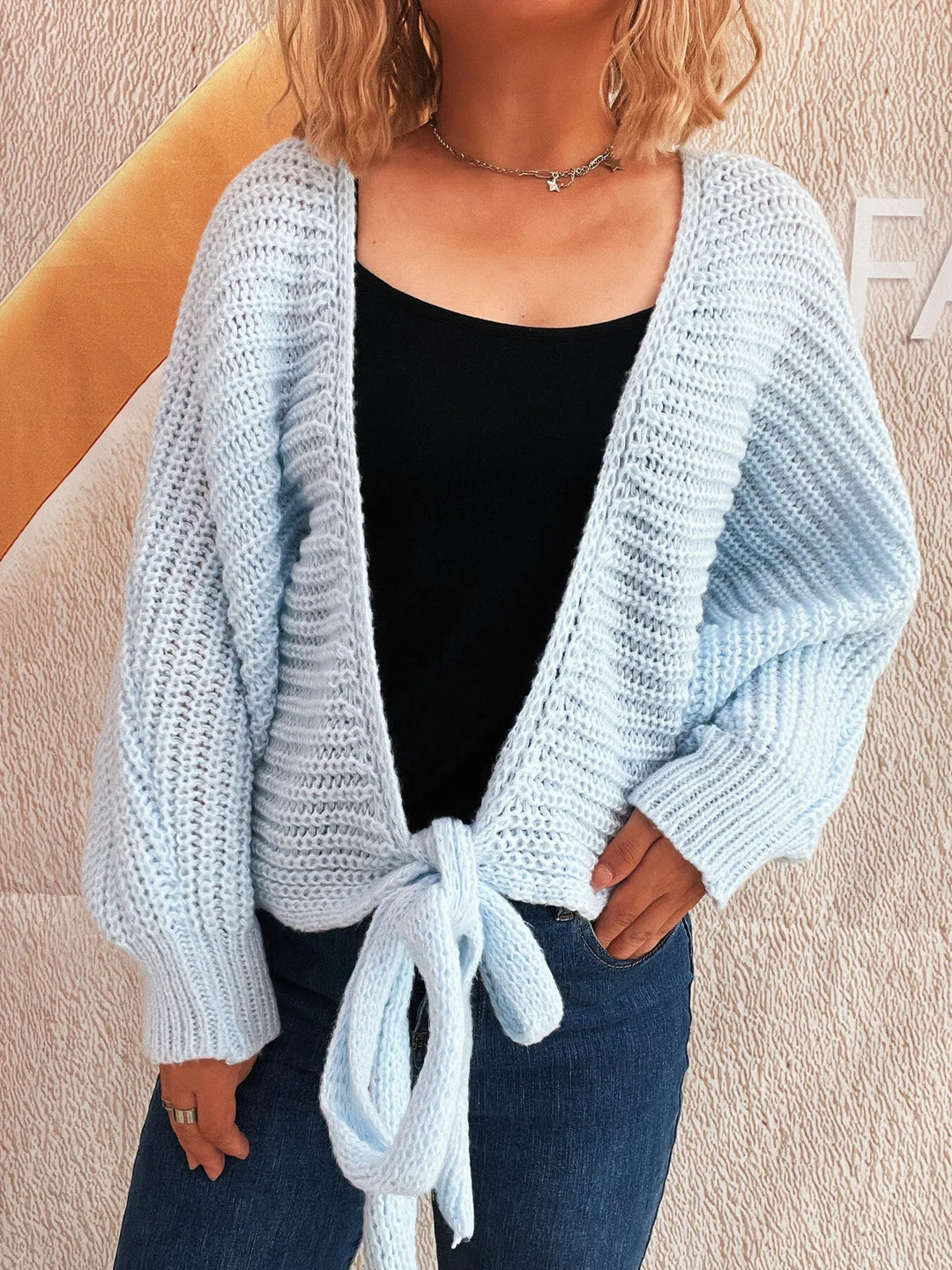 Tie Front Long Sleeve Cardigan